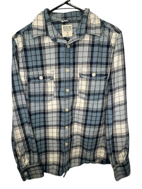 Mossimo Supply Co. Blue And White Athletic Fit Plaid Long Sleeve Flannel Shirt